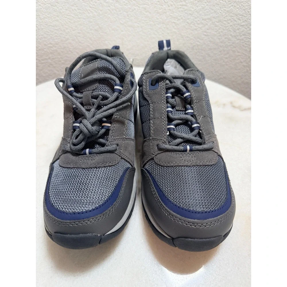 Lands End Mens All Weather Suede Trail‎ Shoes Gray Navy Sneakers Size 8.5 D